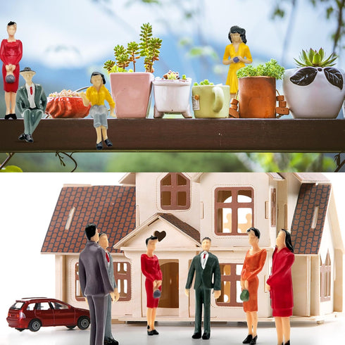 70PCS People Figurines Mini Trains, Architectural 1:25 1:50 1:75 1:87 Scale Painted Figures, Dollhouse People