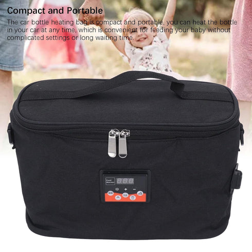 Portable Car Baby Bottle Warmer with Digital Display Screen, Adjustable Temperature Milk Heater Bag Food Warmer Bag