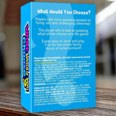 QUOKKA Board Game for Kids Ages 6-8 - Family Card Game for 8-12 Year Olds - What Would You Choose? Fun Game Night for