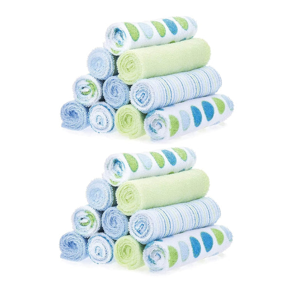 Spasilk Washcloth Wipes Set For Newborn Boys And Girls, Soft Terry Washcloth