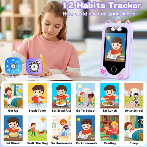 Kids Phone Toy Gift for Girls Age 3-8 - Toddler Smart Phone Dinosaur Learning Toys with Educational Games and Music