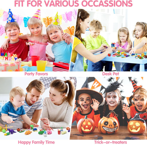 UMIKU 100 Pack Animal Pencil Erasers, 3D Desk Pets for Kids, Mini Puzzle Take Apart Erasers, Classroom Prizes