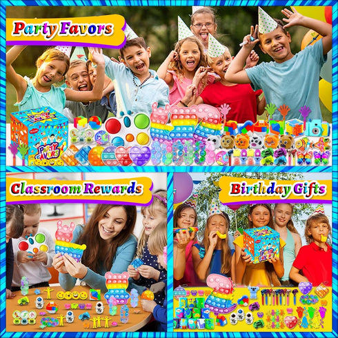 HOLILURE 324PCS 3-5 4-8-12, Pack Party Favors for Kids Fidget Toys Birthday Bulk Goodie Bag Stuffers, Treasure Box Toys