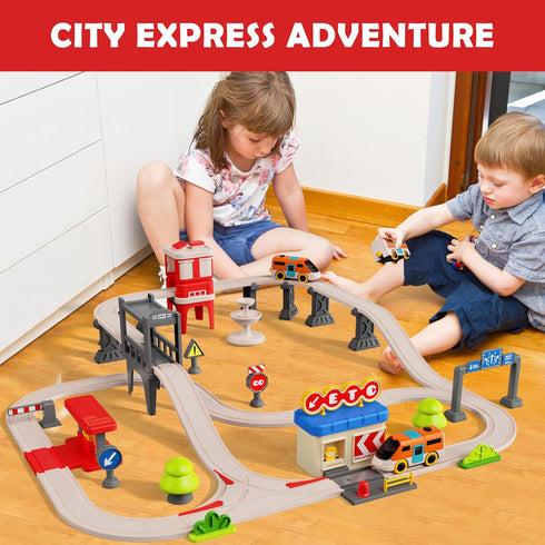 Set Kids,55 Set 3, 4, 5, 6, 7, 8+ Urban Rail Train for pcs Electric Train Simulate City Transport System,Educational