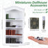 Poen 27 Pcs 1: 12 Scale Miniatures Dollhouse Books and a Wooden Bookcase Dollhouse Decoration Accessories 1: 12 Dollhouse Miniature Furniture 4 Floors Dollhouse Bookshelf for House Bedroom, White