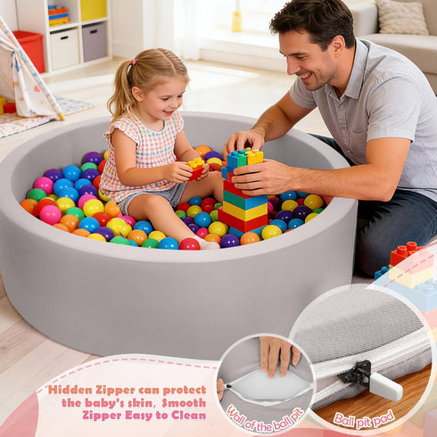 35.4"x 11.8" 35.4IN Foam Baby Ball Pit for Toddlers, Soft Round Kiddie Playpen Ball Pool for Kids with Soft Memory