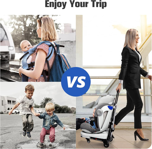KEDSUM Car Seat Travel Cart, Compact and Lightweight Dolly Cart for Airport, Solid Construction Portable Car Seat