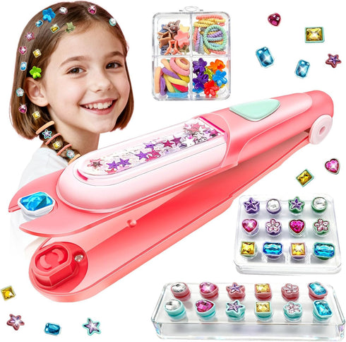 3 4 5 6 8-12 CLRDZN Hair Gem Stamper Kit,Hair Ties and Hair Clips Bling Hair Jewels for Girls Toys, Hair Styling Tool