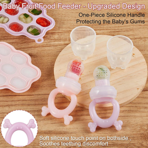 (2 Pack), KingKam Baby Breastmilk Popsicle Molds & Baby Fruit Feeder Baby Food Freezer Tray Storage Containers