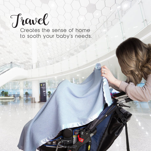 34 47 inches Bamboo Rayon Soft Light Blue Toddler Security Blanket - Thermal Sky Blue Baby Blanket with Satin Edging