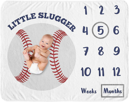 Sweet Jojo Designs Baseball Boy Milestone Blanket Monthly Newborn First Year Growth