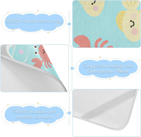 SyXIOP 28" 52" Cartoon Cute and Colorful Animals Cooling Baby Waterproof Crib Mattress pad x Breathable Crib Bumper