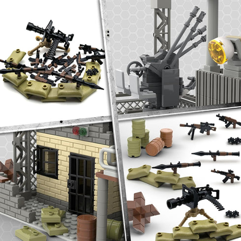 ZHX Sets 550pcs, WW2 Pack Military Base Building Block - War Defence Base with Guard Tower, Prison and Air Defence Gun