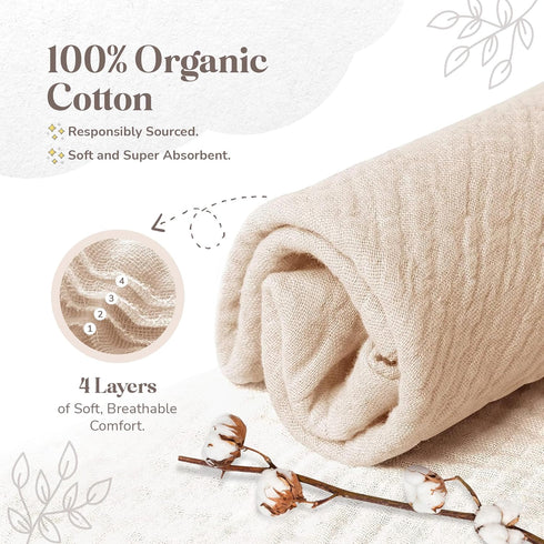Mikito Organic Cotton Baby Muslin Lovey Bunny, Oeko-TEX & GOTS Certified, Security Blanket, Perfect Loveys for Babies