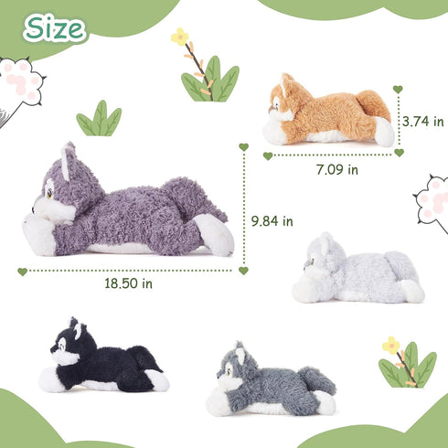 IKASA Mommy Wolf Stuffed Animal, 18" Soft Plush Toy with Mini Babies, Cute Family Set, Gifts for Kids