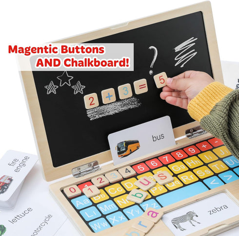 11.8" 3 3 4 5 6 7 8 Montessori Toys Laptop Preschool Learning Activities Year Old Boy Gift, Pretend Play Toddlers