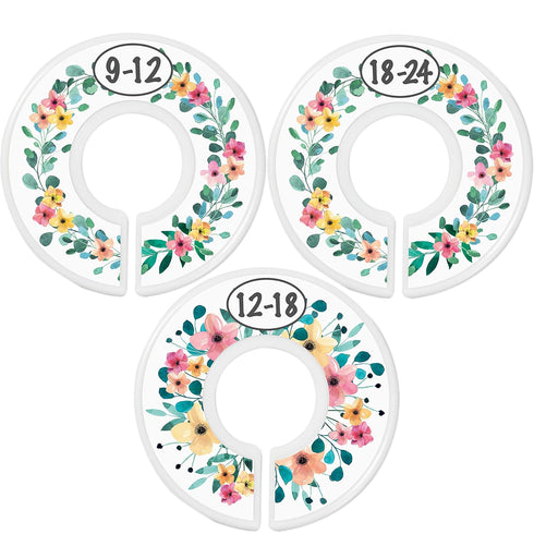 Baby Closet Size Dividers - Rustic Floral Nursery Closet Dividers for Baby Clothes - Month Dividers for Baby Girl