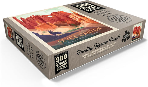 MyPuzzle Bryce Canyon National Park Vintage Poster, Mule Deer - Premium 500 Piece Jigsaw Puzzle