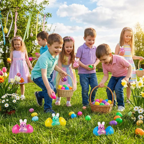 AUZXMCN 24PCS Easter Squishy,Easter Basket Stuffers Bunny Stress Balls for Kids,Easter Toys Stress Relief Fidget