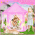 Pink Princess Tent for Girls - Kids Play Tent with LED Star Lights, Castle Playhouse for Indoor Outdoor Games, 55×53