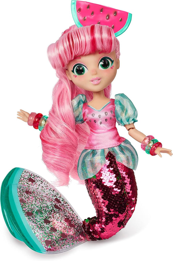Sunny Days Entertainment Fidgie Friends Watermellow – Mermaid with Flip Sequin Tail, 10.5 Inch Fashion Doll