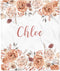 Lovable Gift Co Caramel Boho Floral Personalized Baby Girl Blanket, Custom Name Gift (50 x