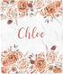 Lovable Gift Co Caramel Boho Floral Personalized Baby Girl Blanket, Custom Name Gift (50 x