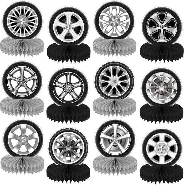 12 Pcs Race Car Centerpieces for Tables, Hot Wheel Decorations for Car Themed Birthday Party Decor
