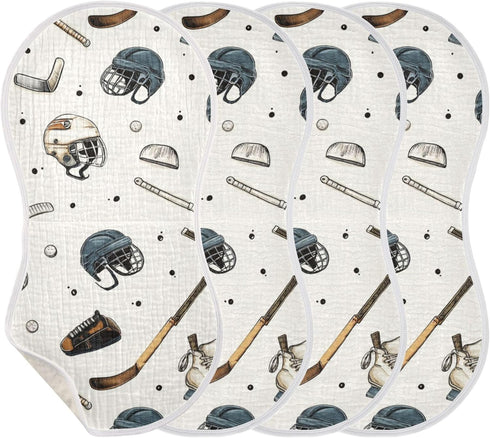 Mazeann Vintage Ice Hockey Balls Burp Cloths Baby Boys Girls Absorbent Soft Cotton
