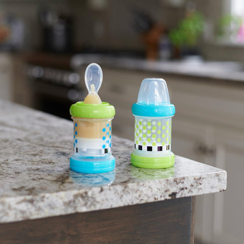 4+ Set 2- 4oz 100% (30182) Sassy Baby Food Nurser Months of Silicone Nipple and Spoon BPA-Free