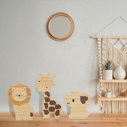 3 Barydat Pcs Wood Safari Nursery Decor Cute Woodland Animal Nursery Safari Decoration Woodland Animal Jungle Themed