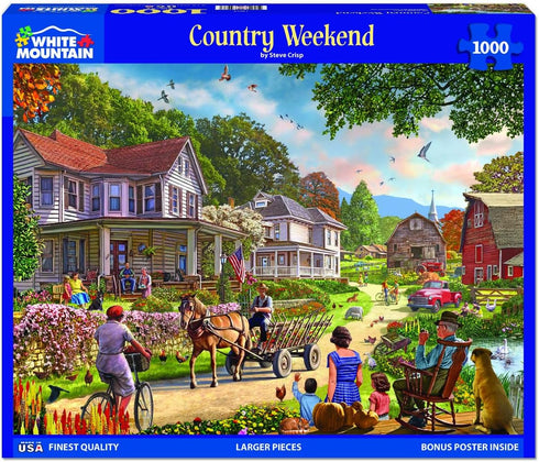 White Mountain Puzzles - Country Weekend 1000 Piece Jigsaw Puzzle for Adults & Kids, Fun Family Activity, 24"x30"