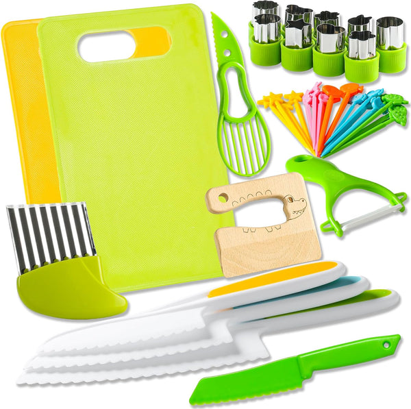 Kids Knife Set for Real Cooking: 40 Pcs Montessori Kitchen Tools for Toddlers, Birthday Christmas Gifts