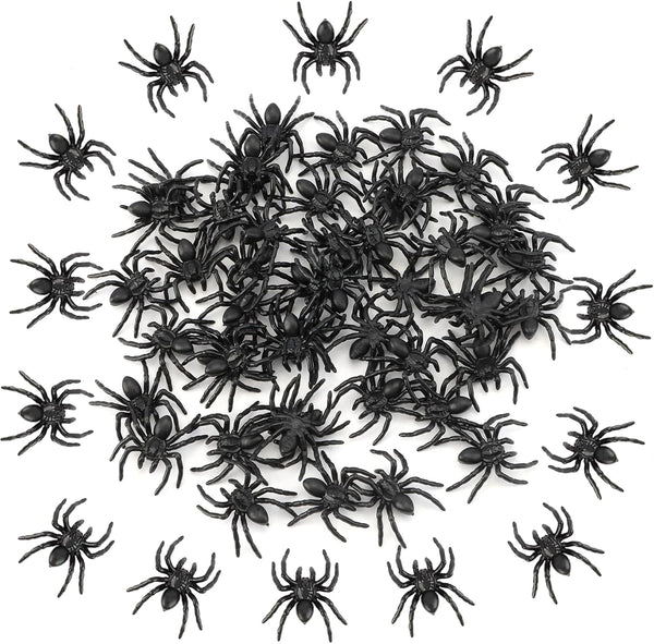 50 PCS Plastic Spiders, Realistic Mini Halloween Decorations, Educational Learning Toys for Party Supplies