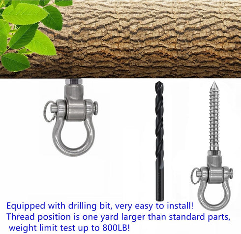 Heavy Duty 6 Bearing Swing Hangers, Permanent Anti Rust 180° Swing, 1500 lb Capacity Sandbag Yoga Swing Hammock Chair