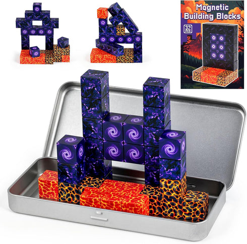 3 otters 32PCS Magnetic Building Blocks Portal Travel Set, STEM Magnet Cubes