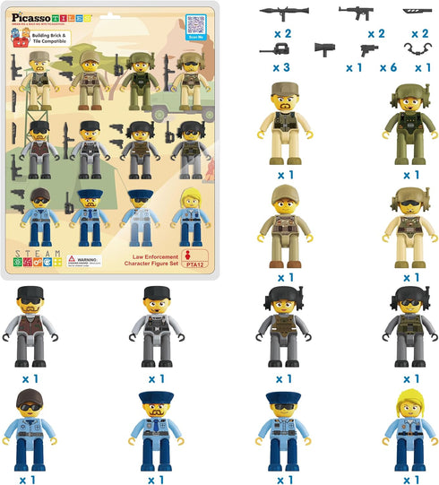 Set Pack Playset PTA12 Picasso Toys Magnetic Action Figures Character Law Enforcement for Construction Building Block