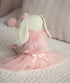 Lilly The Bunny, Beautiful Cream Cotton Linen Plush Doll with Floppy Ears, Authentic Pink Ballerina Tutu, Cuddly Fur Top