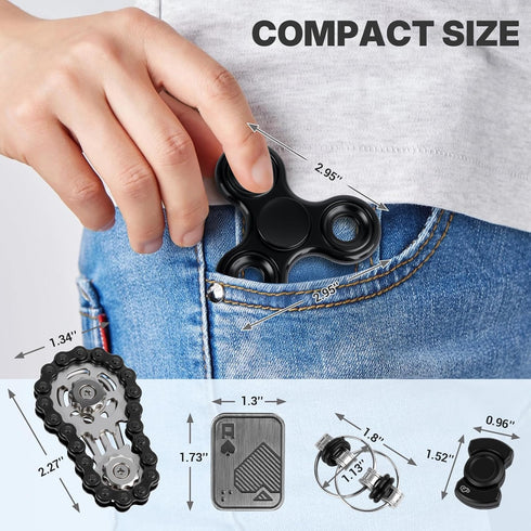 KAMBOLLY 5 Set Pcs Fidget Toys Adults Metal Fidgets Toy Magnetic Slider Clicker/Spinner for Stress & Anxiety Relief