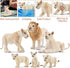 6PCS 2-5" Set Toymany White Lion Figurines with Lion Cubs, Wild Life Jungle Animals Figures Realistic Family Includes