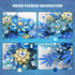NERCISU Sets, 8-12 (917 Blue Flowers Bouquet Building Artificial Flower Botanical Collection, Home Decor Office Wall