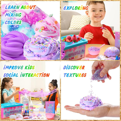 Glimmer, 6 7 8 9 10 11 12 inksbui Confetti Slime Kit, Sparkling, Crunchy, Foam, Jelly Cubes Slime, Stress Relief Toys