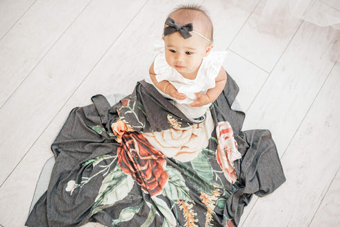 Raven Pattern Large Premium Knit Baby Swaddle Blanket by Copper Pearl