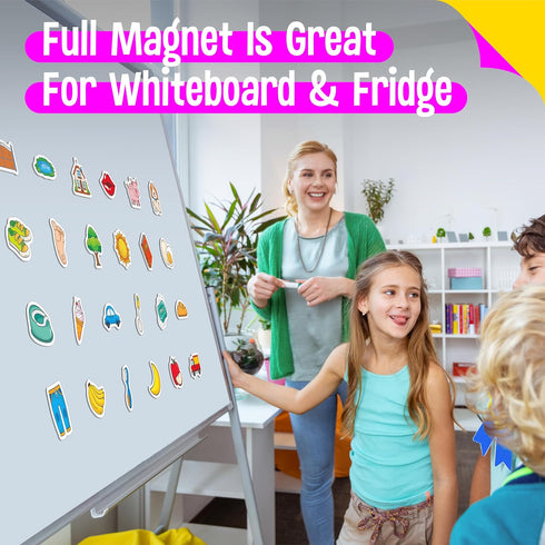 50 3+ PCS First Word Magnets, Magnetic Thickened Daily Items Fridge Magnets Adorable Educational Learning Toys