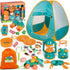 FUN LITTLE TOYS Kids Camping Set, Pop Up Play Tent with Battery Lantern and Drawstring Bag for Indoor Outdoor Pretend