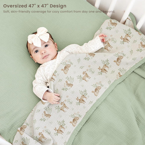 47"x47", 100% Konssy Muslin Baby Blankets for Girls Boys Cotton Crib Blanket for Infant Toddler, Super Soft