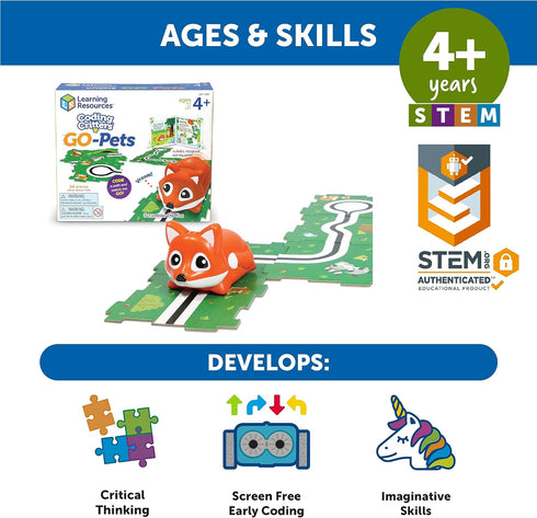 Learning Resources Coding Critters Go Pets Scrambles the Fox, Screen-Free Early Coding Toy for Kids, 14 Pieces