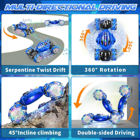 6-12, 4WD 360Rotation 6 7 8 9 10 11+ Gesture Sensing RC Stunt Car - Boys Toys Age Hand Controlled Remote Control Car