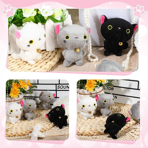 9 Pieces Mini Cat Plush Stuffed Animals, Cute Small Kittens for DIY Keychain Birthday Decoration