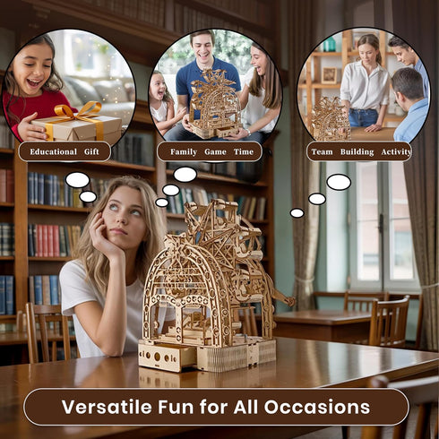 UPLIKE 3D 3D 222psc Wooden Puzzles for Adults: Puzzle Light-Up Ferris Wheel with Music Box - Wooden Puzzles Model